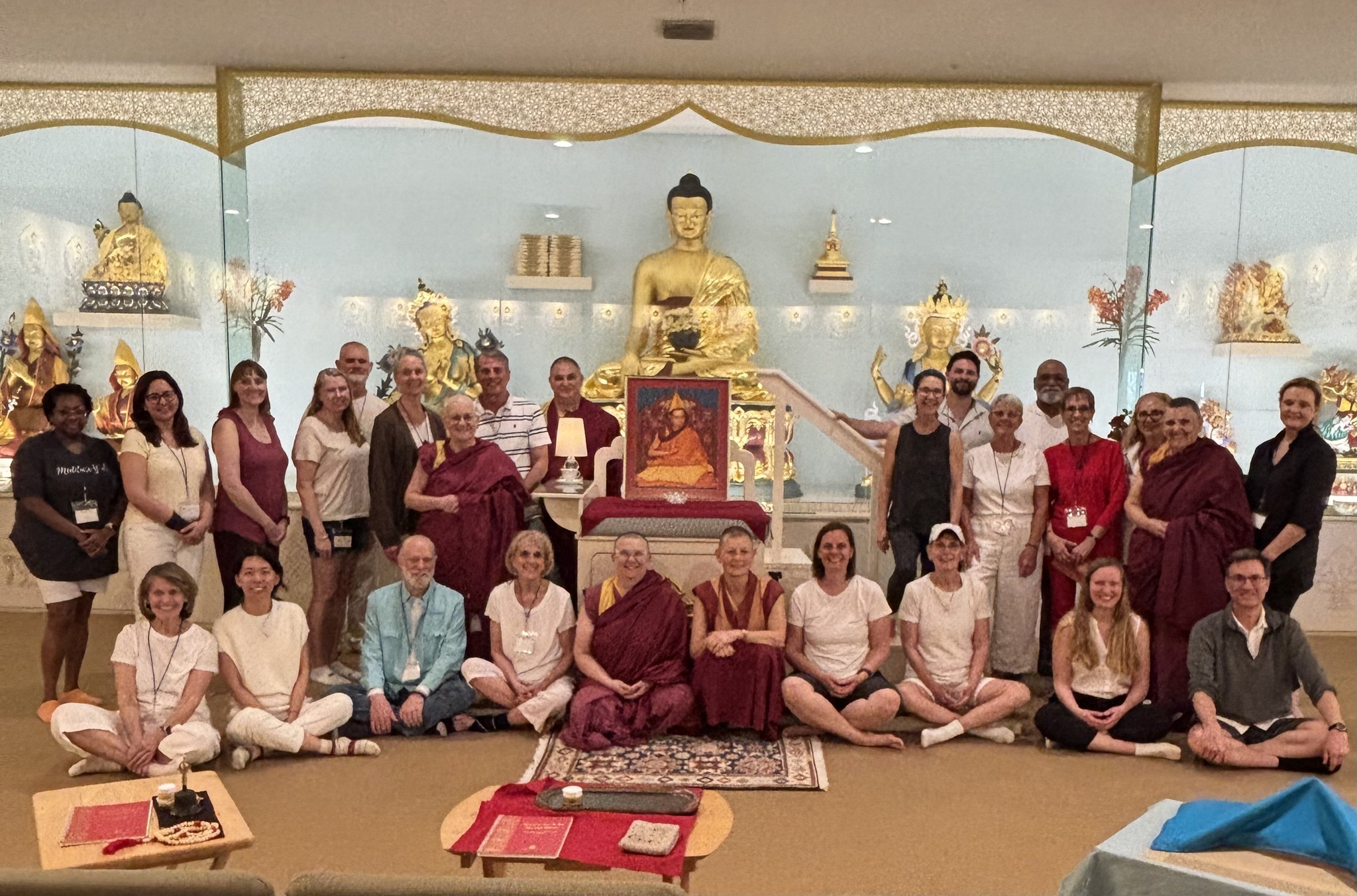 Retreat group in gompa